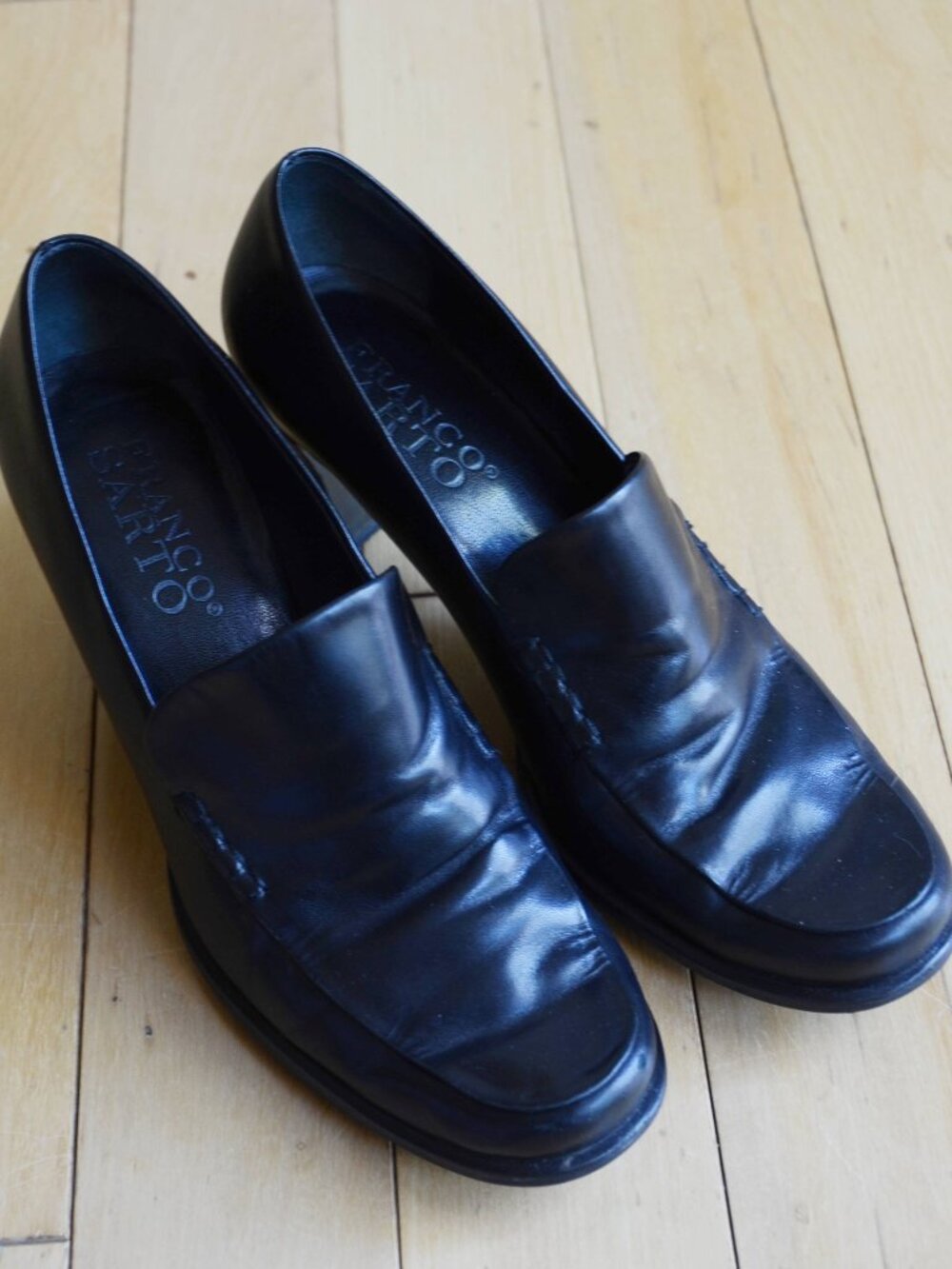 Franco Sarto Leather Black Nolan Pump Loafers Size 7.5